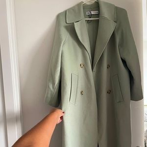 Zara Oversize Wool Coat - Seafoam Green